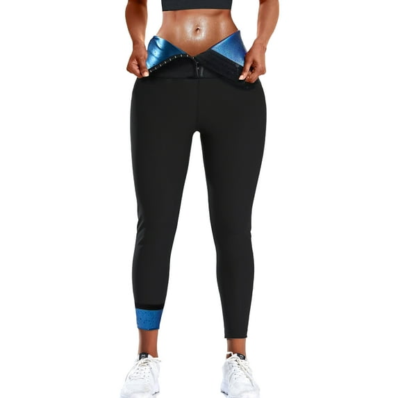 QRIC Sauna Sweat Pants for Women High Waisted Compression Slimming Weight Loss Hot Thermo Leggings Workout Active Wear Body Shaper Sauna Suit
