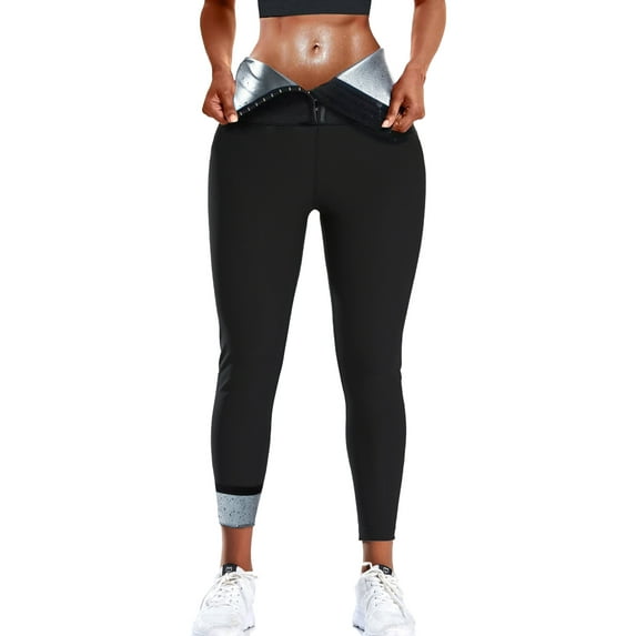 QRIC Sauna Sweat Pants for Women High Waisted Compression Slimming Weight Loss Hot Thermo Leggings Workout Active Wear Body Shaper Sauna Suit