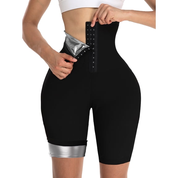 QRIC Sauna Sweat Shapewear Shorts Pants Thigh Workout Suit Waist Trainer Weight Loss Shaper Sweatsuit Fitness Gym Women