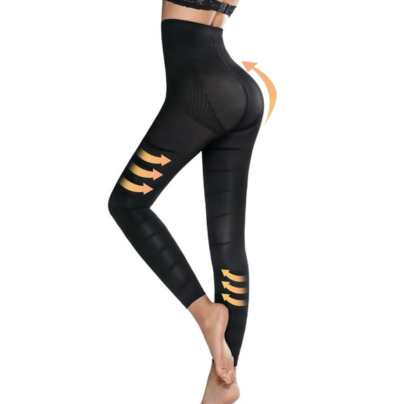 QRIC Slimming Pants Waist Trainer Leg Shapewear Compression Tights Thigh Slimmer Push Up Ladies Black Leggings