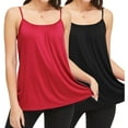 thumbnail image 1 of QRIC Summer Tank Tops for Women Basic Solid Cami with Built-in Shelf Bra Flowy Pleated Loose Fit Casual Sleeveless Camisole (S-4XL), 1 of 5