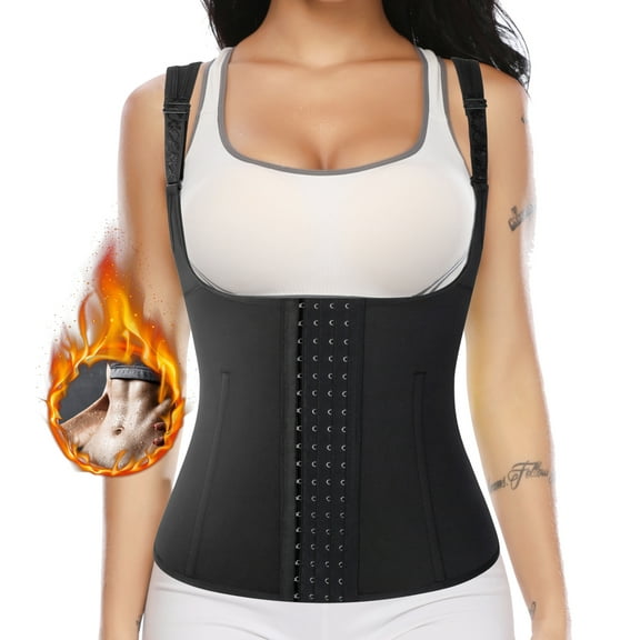 QRIC Sweat Waist Trainer Shapewear Girdle Workout Sauna Tank Top Body Shaper Vest for Women Weight Loss Tummy Slimmer