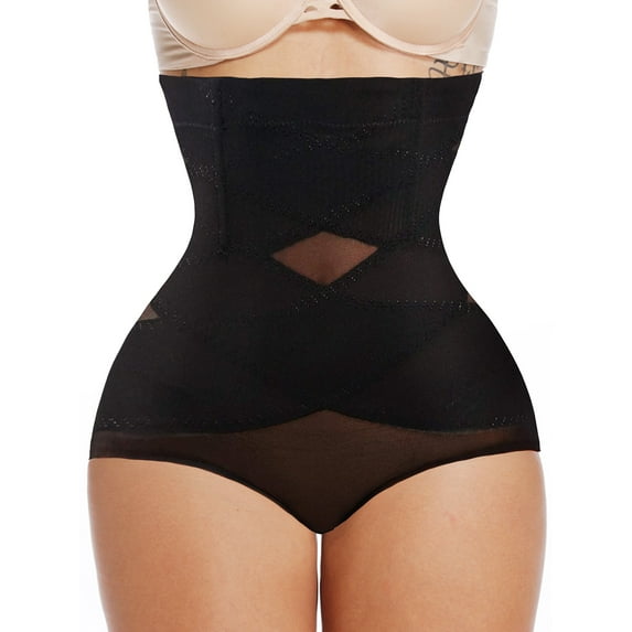 QRIC Woman Shapewear Hi-Waist Double Tummy Control Panty Waist Trainer Body Shaper, L
