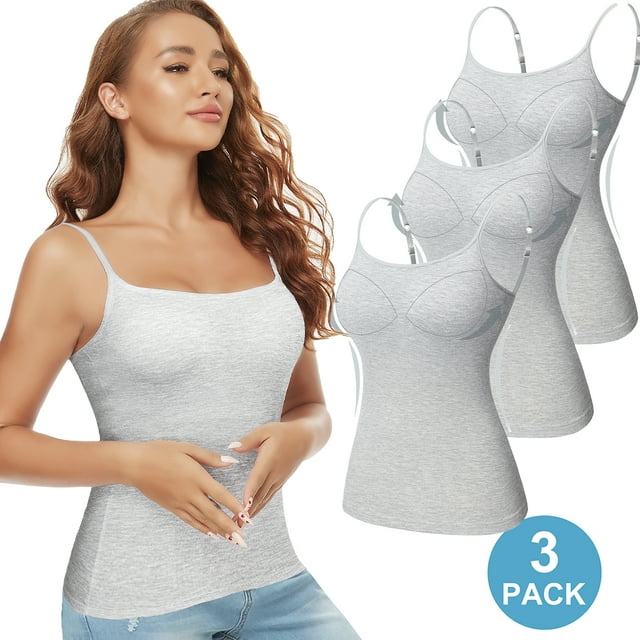 QRIC Women Padded Builtin Shelf Bra Camisole Layer Tank Top for Women