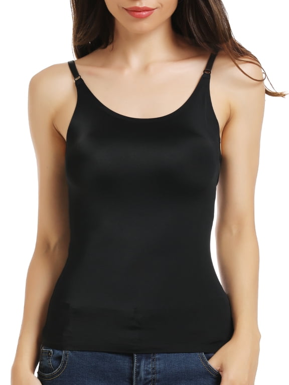 Women Seamless Compression Cami Top Ice-Silk Under Layering Camisole Slimming Tank Top With Adjustable Straps