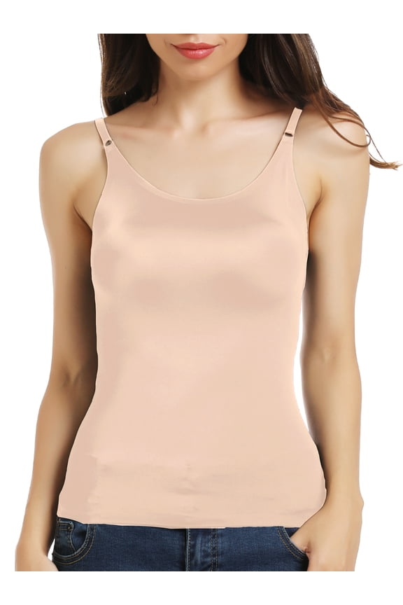 Women Seamless Compression Cami Top Ice-Silk Under Layering Camisole Slimming Tank Top With Adjustable Straps