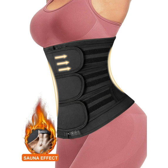 QRIC Women Waist Trainer Belt With Triple Straps Hook Closure Tummy Control Shapewear Waist Cincher Sauna Sweat Girdle for Women Weight Loss
