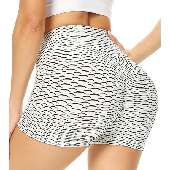 QRIC Women Workout Booty Shorts Scrunch Butt Lifting Yoga Shorts High Waist Sports Textured Leggings Anti Cellulite