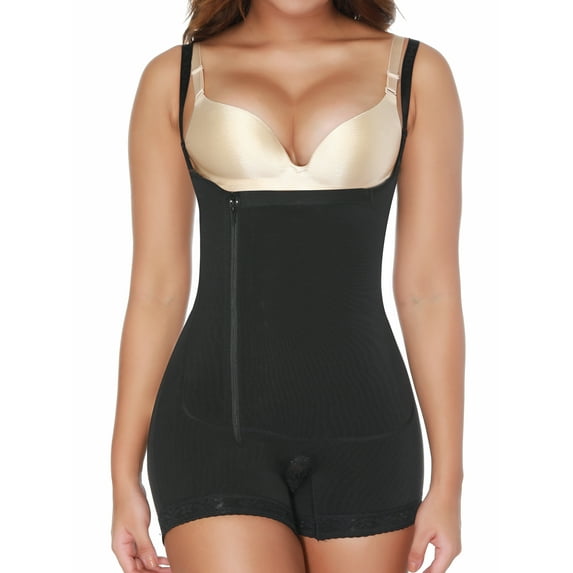 QRIC Women's Full Bodysuit Compression Garments Post Surgery Shapewear Waist Tummy Control Mid-Thigh After Liposuction Fajas Moleadoras