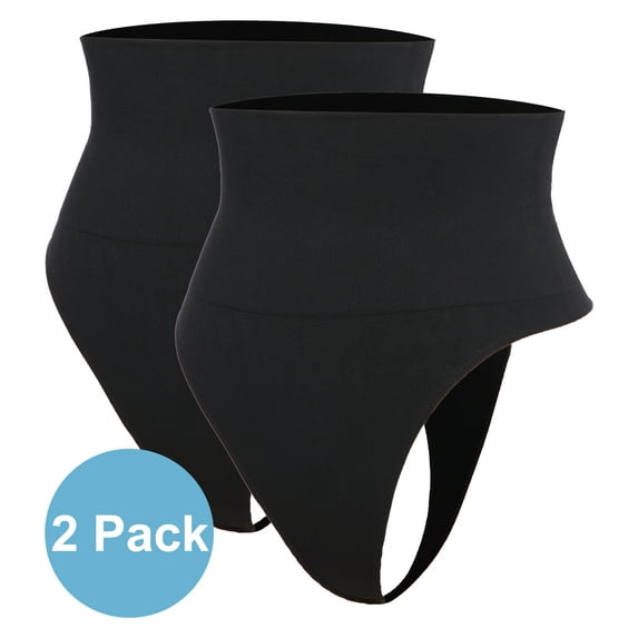 QRIC Women's High Waist Tummy Control Shapewear Cincher Girdle Hip Lifter Seamless Thong Panties Body Shaper Underwear - Black*2 (3XL)