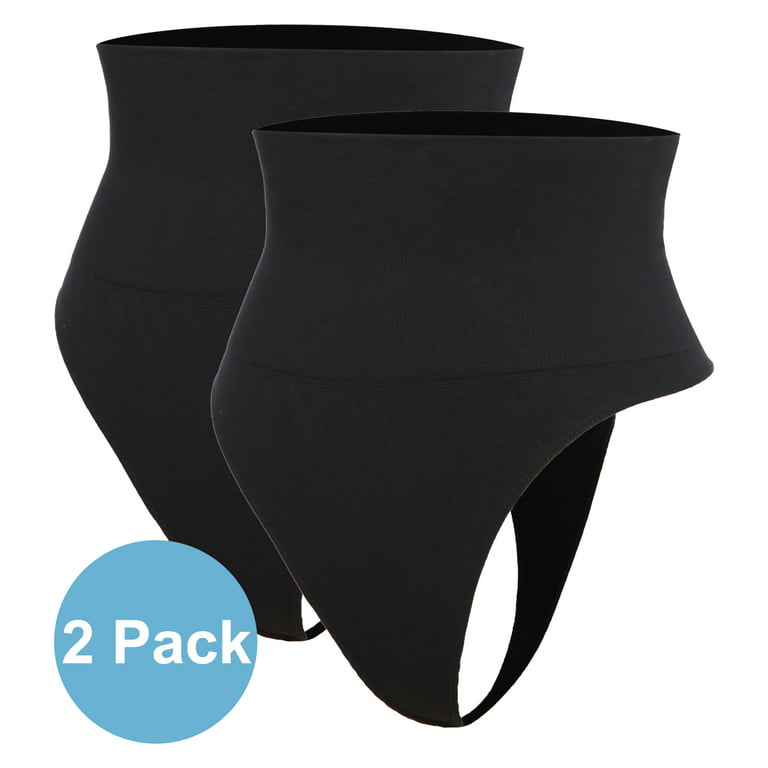 QRIC Women's High Waist Tummy Control Shapewear Cincher Girdle Hip Lifter  Seamless Thong Panties Body Shaper Underwear - Black*2 (M)
