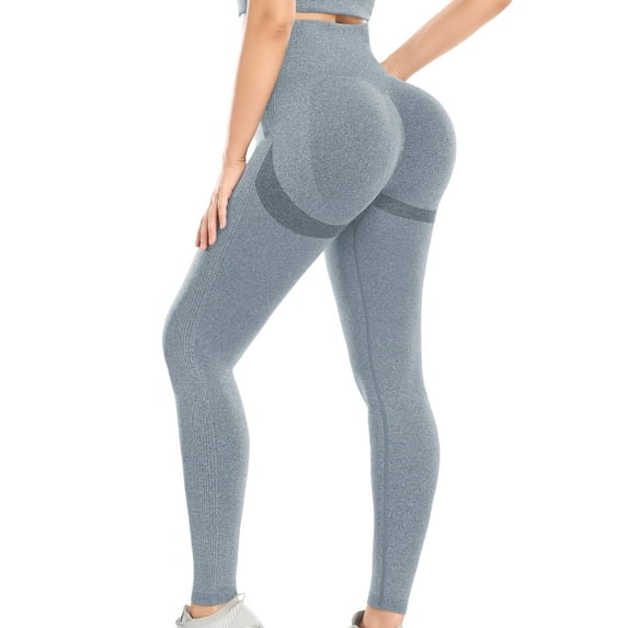 QRIC Women's High Waist Workout Leggings Butt Lift Yoga Pants Stretchy Fitness Gym Tights Light Blue, M