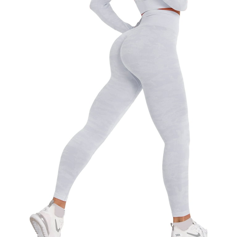 QRIC Women's High Waist Workout Vital Seamless Leggings Butt Lift Yoga  Pants Stretchy Fitness Gym Tights Gray, L 