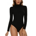 thumbnail image 1 of Qric Women's Long Sleeve Tops Mock Turtle Neck Bodysuit Soft Slim Fit Stretchy Basic Layer Top Classic Jumpsuit Leotard S-XXL, 1 of 6