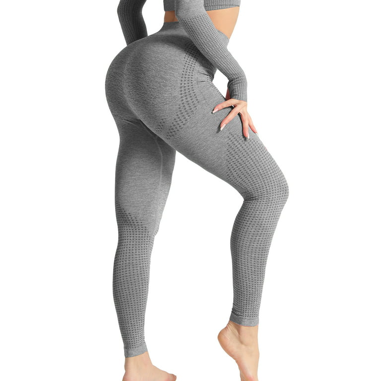 QRIC Women's Seamless Leggings High Waist Tummy Control Dot Contour Yoga  Pants Vital Slimming Compression Pants for Workout