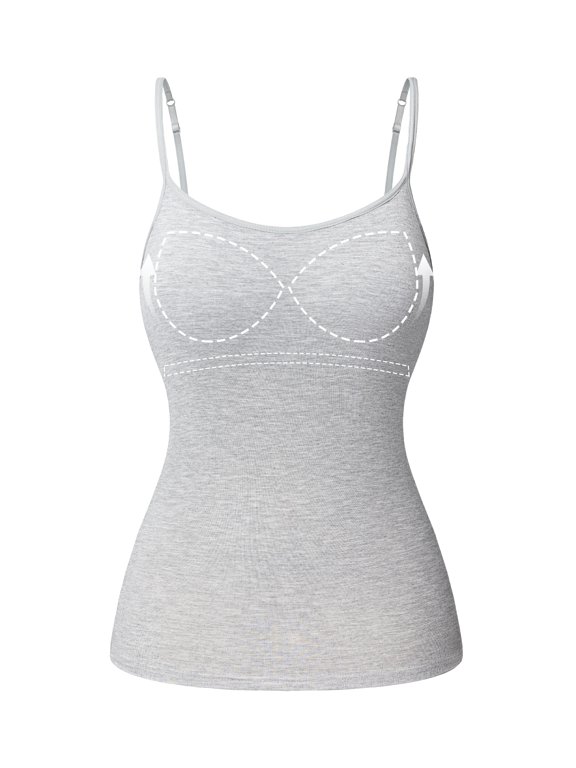 Womens Camisoles with Built in Bra Adjustable Straps Tank Top Sleeveless Summer Layer Tops (S-2XL)