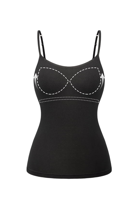 Womens Camisoles with Built in Bra Adjustable Straps Tank Top Sleeveless Summer Layer Tops (S-2XL)