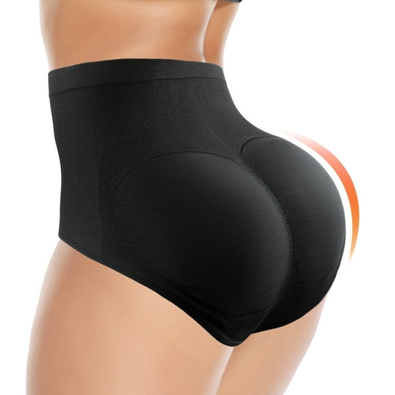 QRIC Womens Mid-Waisted Tummy Control Underwear Seamless Hip & Butt Enhancer Padded Panties Body Shaper Brief