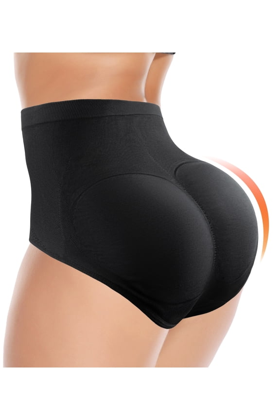 Womens Mid-Waisted Tummy Control Underwear Seamless Hip & Butt Enhancer Padded Panties Body Shaper Brief