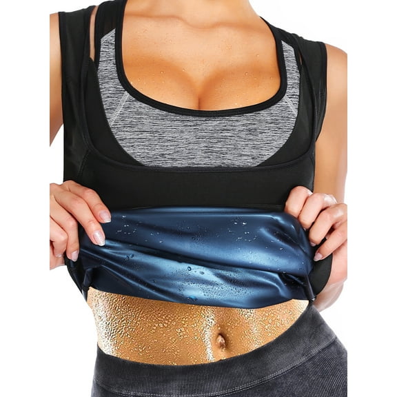 QRIC Womens Sauna Vest Sweat Tank Top Shapewear Waist Trainer Body Shaper Weight Loss Workout Shirt