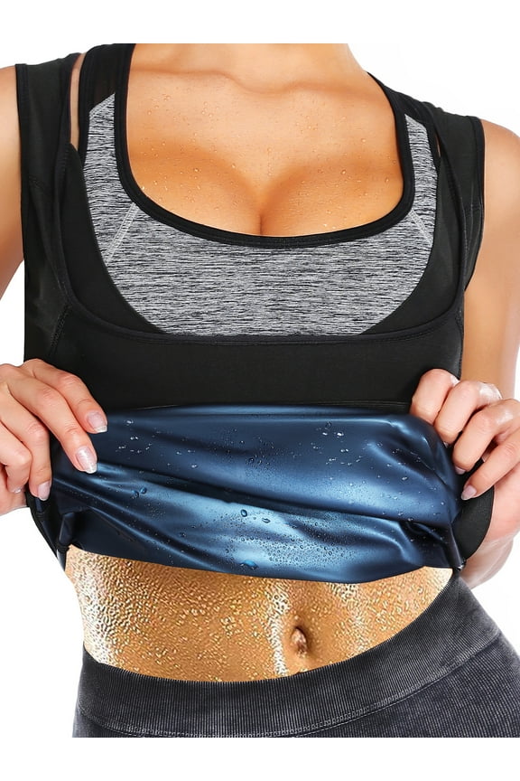 Womens Sauna Vest Sweat Tank Top Shapewear Waist Trainer Body Shaper Weight Loss Workout Shirt