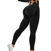 QRIC Womens Seamless Butt Lift Leggings High Waisted Yoga Pants Ribbed Workout Slimming Tights