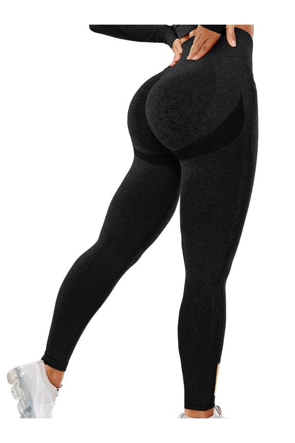 Womens Seamless Butt Lift Leggings High Waisted Yoga Pants Ribbed Workout Slimming Tights