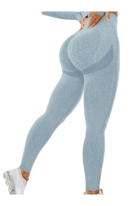 Womens Seamless Butt Lift Leggings High Waisted Yoga Pants Ribbed Workout Slimming Tights