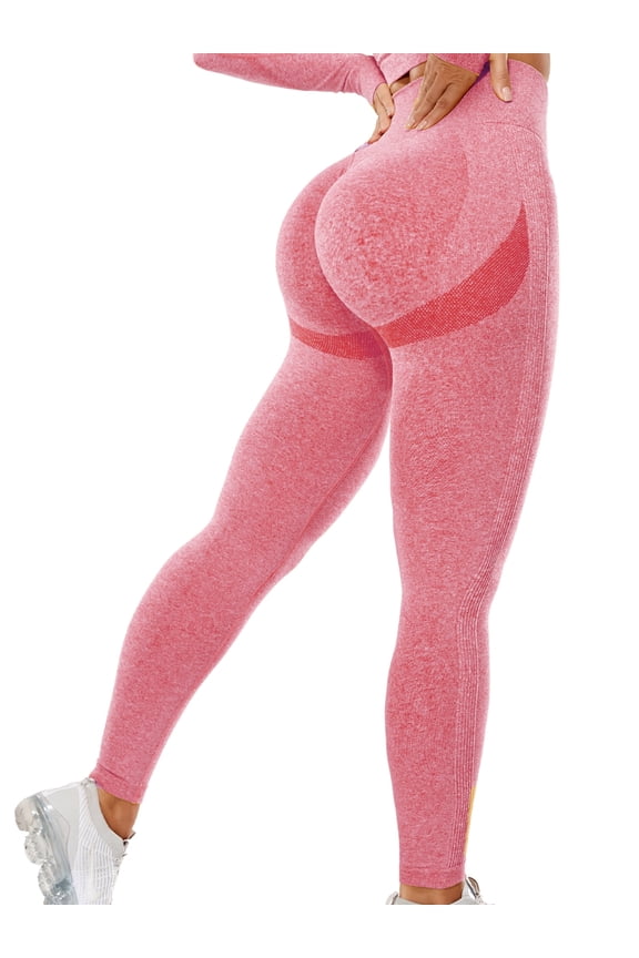 Womens Seamless Butt Lift Leggings High Waisted Yoga Pants Ribbed Workout Slimming Tights