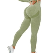 QRIC Womens Seamless Butt Lift Leggings High Waisted Yoga Pants Ribbed Workout Slimming Tights