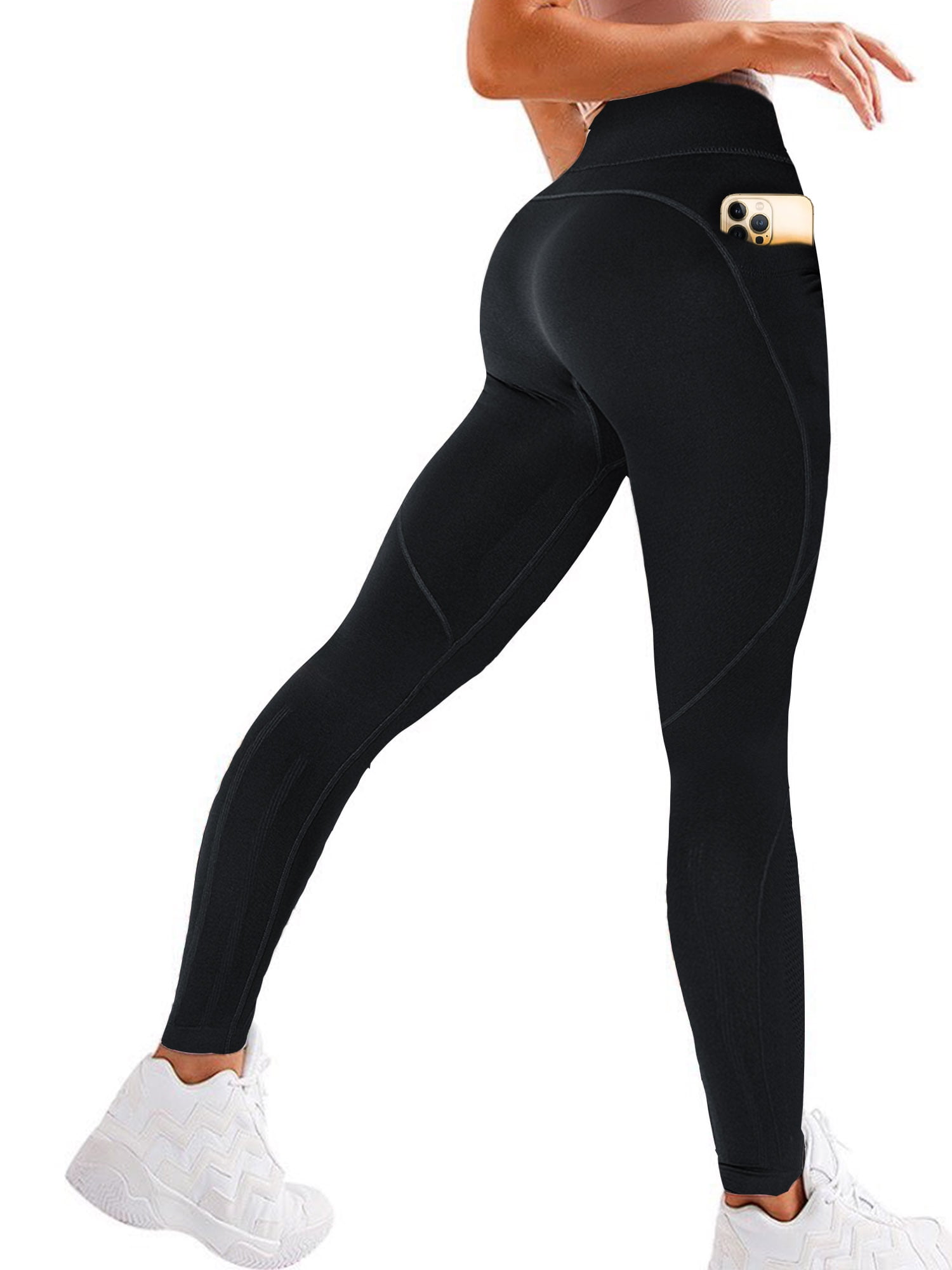 QRIC Womens Seamless Leggings With Pocket High Waisted Workout