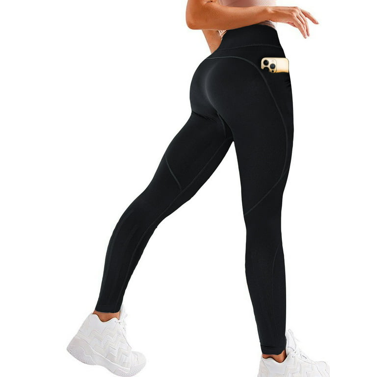 QRIC Womens Seamless Leggings With Pocket High Waisted Workout Tight  Leggings Gym Yoga Pants Tummy Control Sports Compression