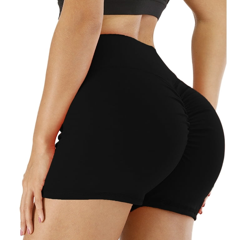  CFR Women Athletic Shorts Scrunch Butt Lifting High Waist  Workout Sport Compression Gym Fitness Summer Shorts Hot Pants B1-Black