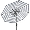 thumbnail image 1 of QRKD 10ft Solar Polyester LED Lighted Patio Umbrella w/Tilt Adjustment and UV-Resistant Fabric - Striped Navy Blue, 1 of 14