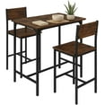thumbnail image 1 of QRKD 3 Piece Counter Height Bar Table Set, Pub Table and Chairs Set of 2, High Top Console Table with Stools for 2, Space-Saving Dinette Set for Breakfast Nook (Rustic Brown), 1 of 9