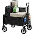 thumbnail image 1 of QRKD 39" Collapsible Wagon Folding Foldable Garden Cart with Large Capacity, 330 LBS Capacity Portable Utility Wagon Cart Heavy Duty for Beach Camping Shopping Garden,Black, 1 of 8