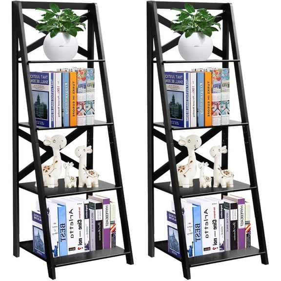 CASART 4-Tier Ladder Shelf, Wall Leaning Storage Rack, Bookshelf CASART 4-Tier Ladder Shelf, Wall Leaning Storage Rack, Bookshelf