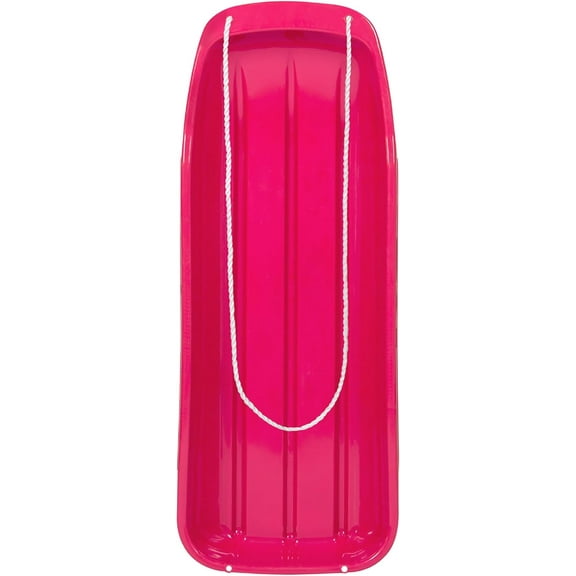 QRKD 48in Kids Plastic Toboggan Snow Sled w/Pull Rope,fun and enjoyable,for Outdoor use,Pink