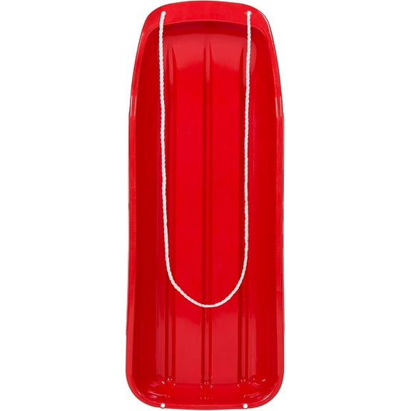 QRKD 48in Kids Plastic Toboggan Snow Sled w/Pull Rope,fun and enjoyable,for Outdoor use,Red