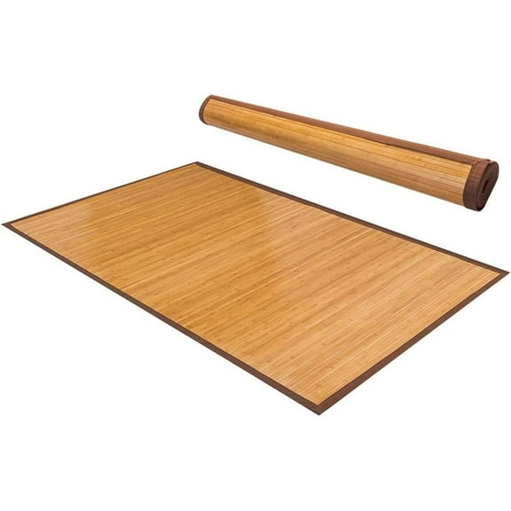 QRKD Bamboo Area Rug, 5 x 8 Feet Floor Carpet, Floor Mat with Anti-Slip Backing, Easy Care,Indoor Roll-up Runner Rug for Bedroom, Living Room, Entryway