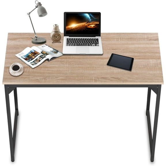 QRKD  Computer Desk 47inch Home Office Desk Writing Study Table Modern Simple Style PC Desk with Black Metal Frame(Nature),47inchx24inchx29inch