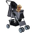 thumbnail image 1 of QRKD Dog Stroller, pet Stroller 4 Wheels Carrier Strolling Cart Waterproof Travel Folding Cart for Puppy Small-Medium Dog, Cat with Cup Holder, Locking Wheel ,Grey, 1 of 8