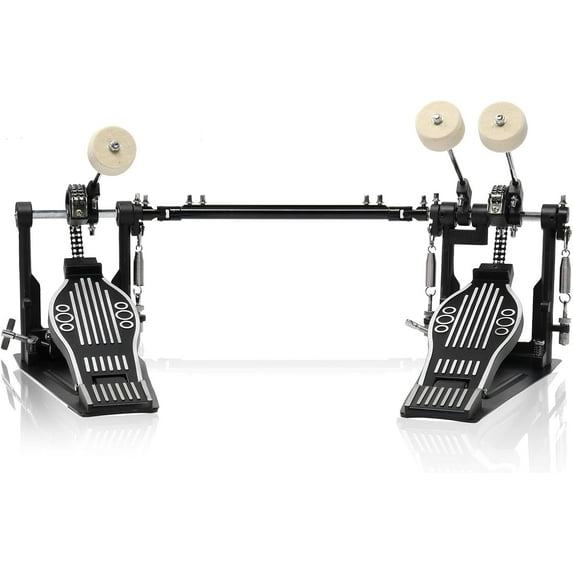 QRKD Double Bass Drum Pedals, Double Chain Drum Step on Hammer for Drum Set and Electronic Drums, Black
