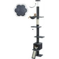 thumbnail image 1 of QRKD Floor to Ceiling Cat Tree, Cat Tower 5 Tiers Tall (83-108 Inches) Adjustable Height, Cat Climbing Tree Featuring with Condo, Scratching Post and Perches for Indoor Cats, Flower Dark Grey, 1 of 8