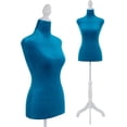 thumbnail image 1 of QRKD Mannequin Body Dress Form Torso Female Manikin 49.6-63.4 Inch Height Adjustable Wooden Tripod Stand High Density Foam Portable Display Mannequin (Blue, 49.6-63.4 Inches), 1 of 16