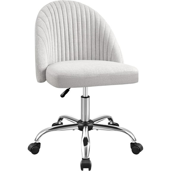 QRKD Office Chair Armless Cute Desk Chair Modern Adjustable Swivel Padded Fabric Vanity Task Computer Chair Home Office Desk Chairs with Wheels (Grey)