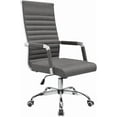 thumbnail image 1 of QRKD Ribbed Office Desk Chair Mid-Back PU Leather Executive Conference Task Chair Adjustable Swivel Chair with Arms (Bicolor Vintage Grey), 1 of 16