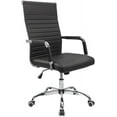 thumbnail image 1 of QRKD Ribbed Office Desk Chair Mid-Back PU Leather Executive Conference Task Chair Adjustable Swivel Chair with Arms (Black), 1 of 16