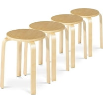 QRKD Stackable Stools Set of 4, 18" Stacking Stools w/Anti-Slip Pads, Portable & Flexible Wooden Stools, Stackable Stools for Classroom, Kitchen, Classroom Stools for Students, Natural