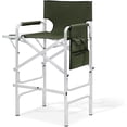 thumbnail image 1 of QRKD Tall Director Chair for Seniors & Makeup Artists, 31" Seat Height, 250 lbs Capacity, Folding Chair with Side Table, Pocket & Cup Holder, Portable for Camping, Fishing & Events, Dark Green, 1 of 20
